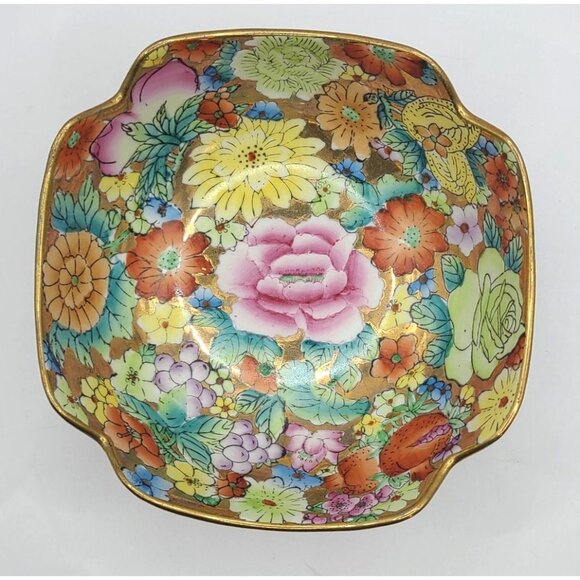Chinese Famille Rose Porcelain Millefleur1000 Flower Gilt Lotus Display Bowl - Picture 3 of 13
